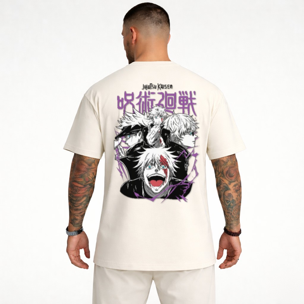 Camiseta Oversized Jujutsu Kaisen | Estilo Anime Streetwear - Camiseta Academia - Camiseta Masculina Algodão
