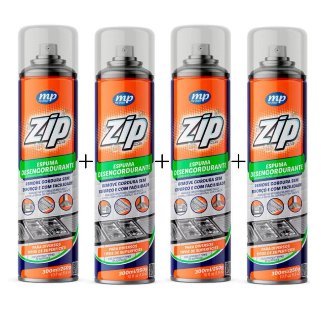 Spray Espuma Desengordurante Spray Zip Clean Limpeza 300ml Limpa Fogão