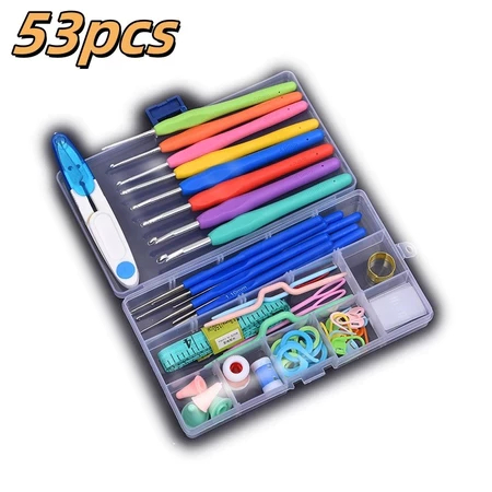 Kit 53 peças Kit Crochê Completo Ferramentas Para Fazer Amigurumi Agulhas Acessórios em Oferta na Shopee