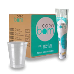 Kit Copos Plásticos Descartáveis Transparente 180ml Copobom