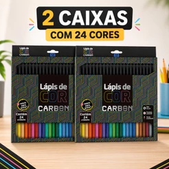 Lápis De Cor 24 Cores Carbon Soft Macio Escolar Infantil Leonora