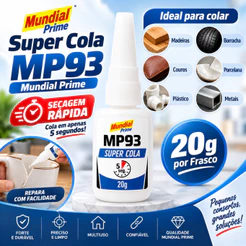Super Cola Adesivo Instantâneo 20g MP93 Secagem Rápida Madeiras Couros Plástico Borracha Porcelana Metais
