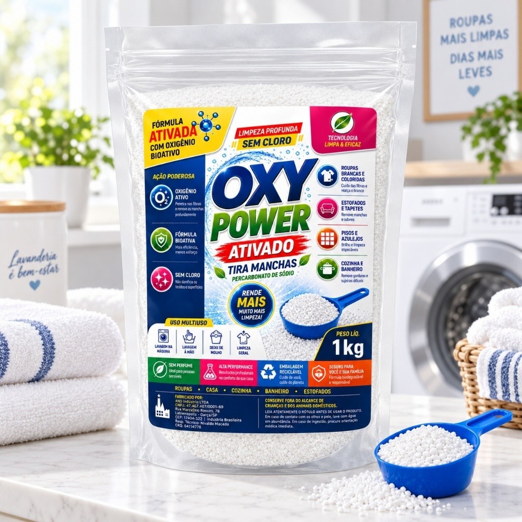Percarbonato de Sódio Oxy Power Granulado Alta Performance Tira Manchas e Odores Oxigênio Ativo Lavanderia Premium — imagem 2 de 2