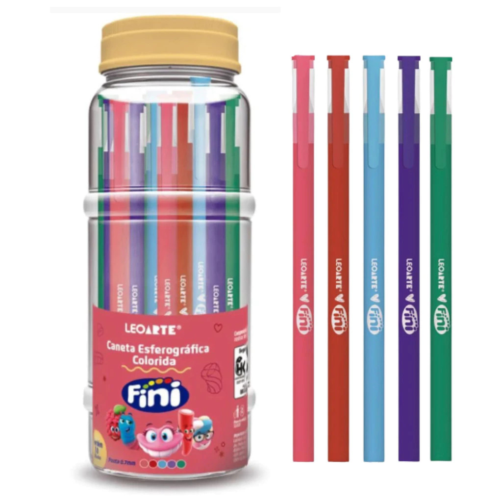 Kit Caneta Esferográfica Fini 0,7mm Colorida Escrita Suave Macia Ideal Escola Escritório Estudo