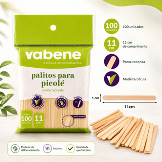 Palitos de Picolé 100 Unidades 11cm Ponta Redonda Sorvete Artesanato Ecológico Vabene