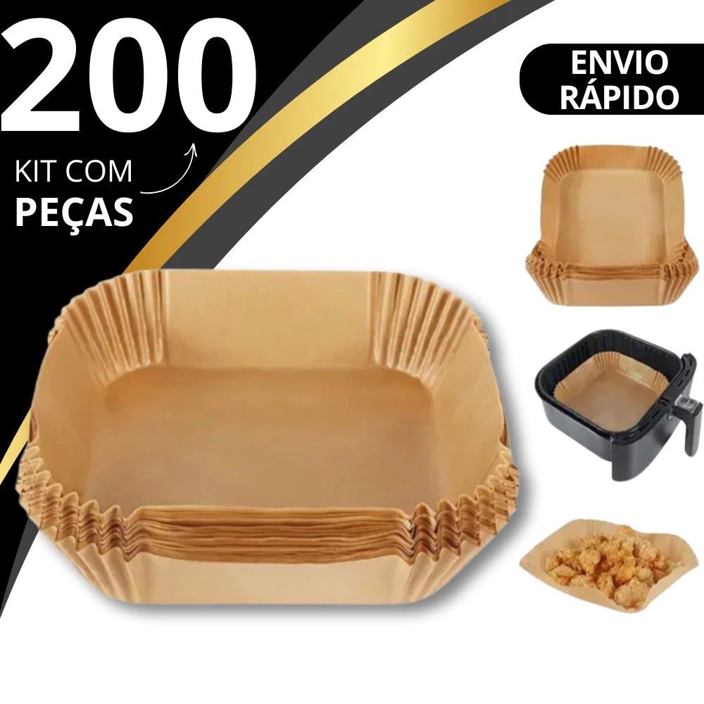 KIT 50/100/150/200 Formas Assadeira Papel Manteiga Descartável Para Air fryer Sem Sujeira