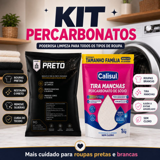 Kit Percarbonato Calisul 1kg + Preto Intenso ANS 1kg Tira Manchas Sem Cloro Roupas Branca…