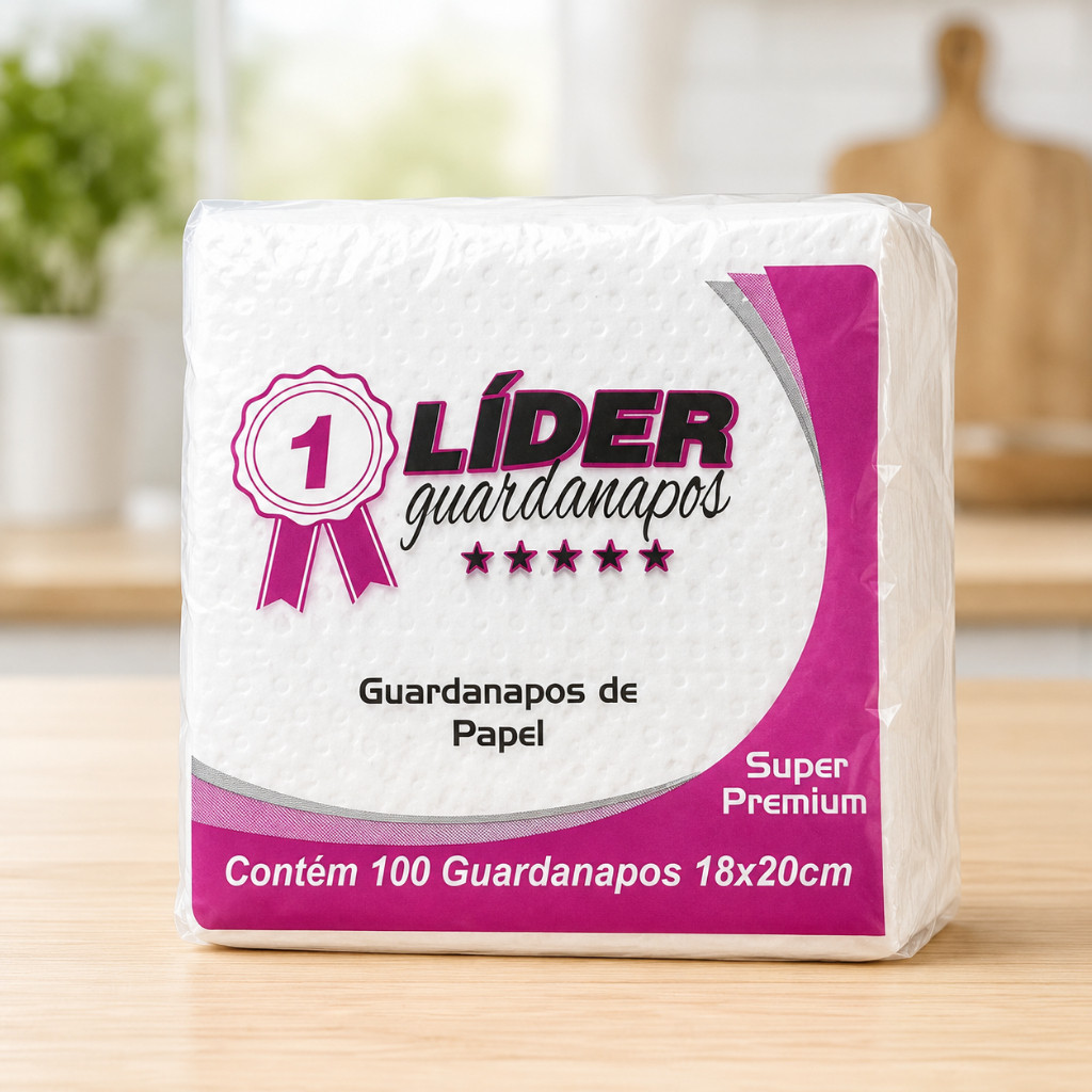 Guardanapo de Papel Branco 18x20cm 300-1500 Unidades Líder Super Premium