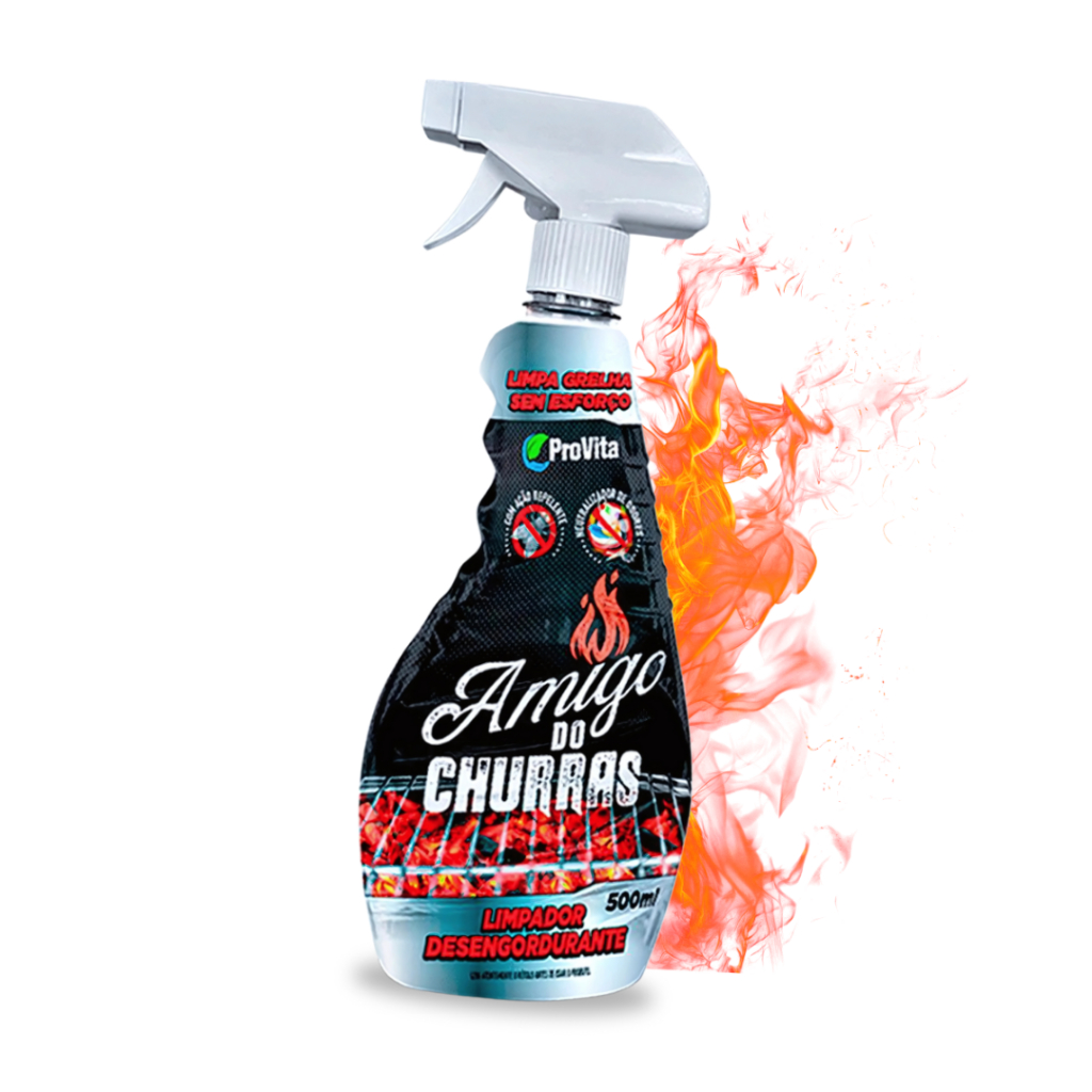 Desengordurante Amigo do Churras Provita 500ml - Limpa Grelha, Churrasqueira, Fogão, Bancadas, Limpeza