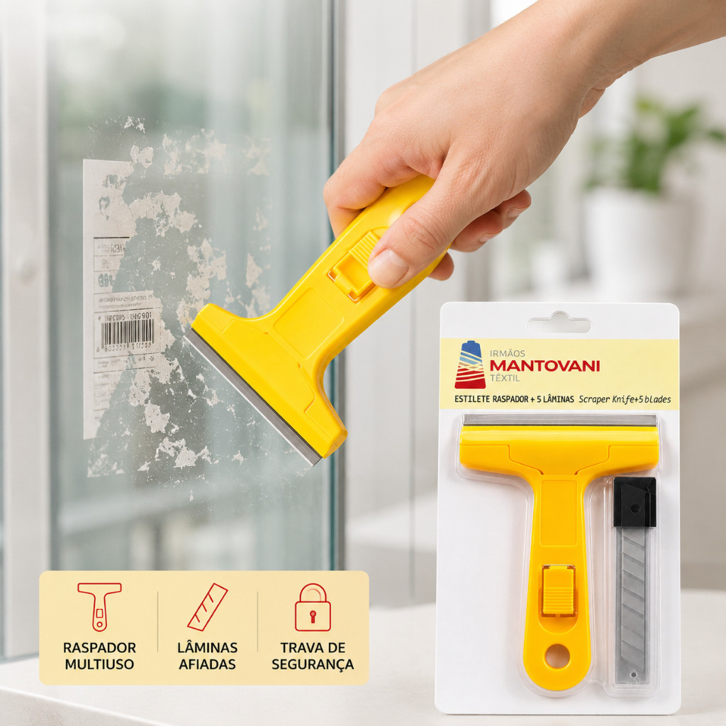 Raspador de Vidro e Cooktop Multiuso Com 5 Lâminas Removedor de Adesivos Etiquetas e Resíduos — imagem 2 de 2
