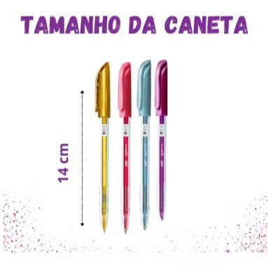 Caneta Gel Art 1.0 Glitter Kit com 5 Unidades Cores Variadas e Vibrantes Escolar Infantil Jocar Office — imagem 2 de 2