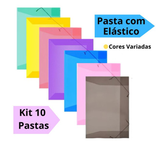 Kit Pastas com Elástico Aba Grande A4 Ofício 335x235mm Modelo Fino ACP em Oferta na Shopee