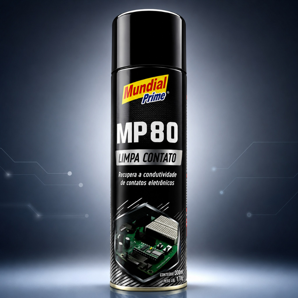 Limpa Contato Spray MP80 300ml Mundial Prime Elétrico Eletrônico Placas e Circuitos