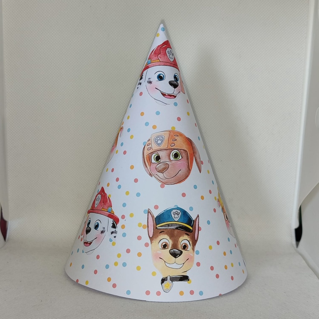 CHAPÉU DE FESTA PERSONALIZADO PATRULHA CANINA ROSTINHOS AQUARELA