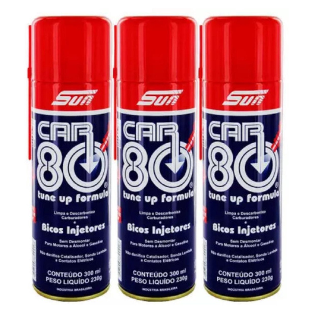 Kit 3 Car80 Descarbonizante Car 80 Limpa Bico Carburador Tbi