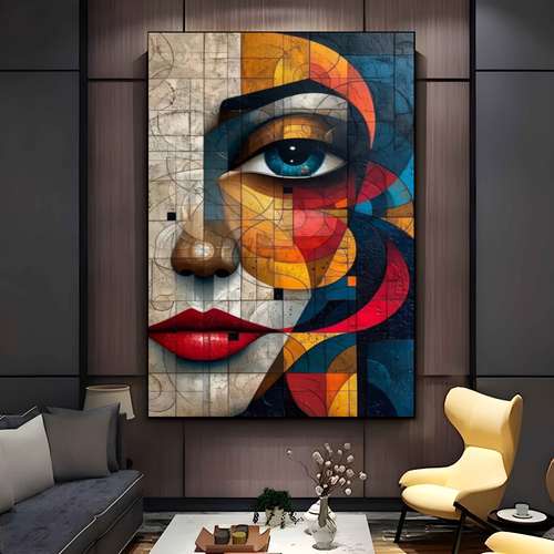 quadro decorativo Mulher abstrata colorida para sala quarto cozinha hall /sem moldura