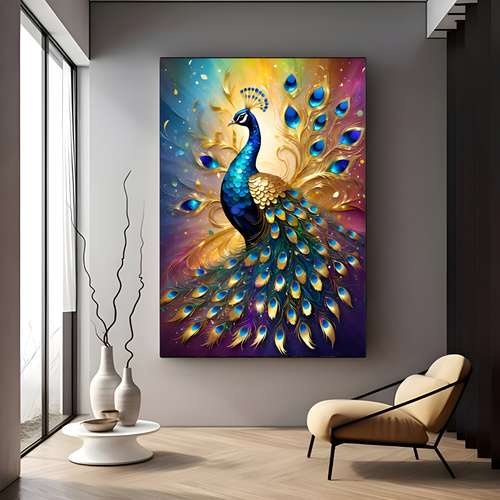 quadro decorativo Pavão colorido para sala quarto cozinha hall /sem moldura