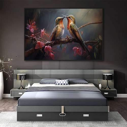 quadro decorativo Casal de beija-flor para sala quarto cozinha hall /sem moldura