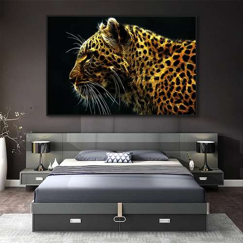 quadro decorativo Onça pintada para sala quarto cozinha hall /sem moldura