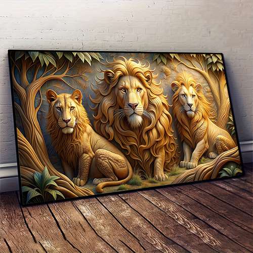 quadro decorativo Família Leão leoa para sala quarto cozinha hall /sem moldura