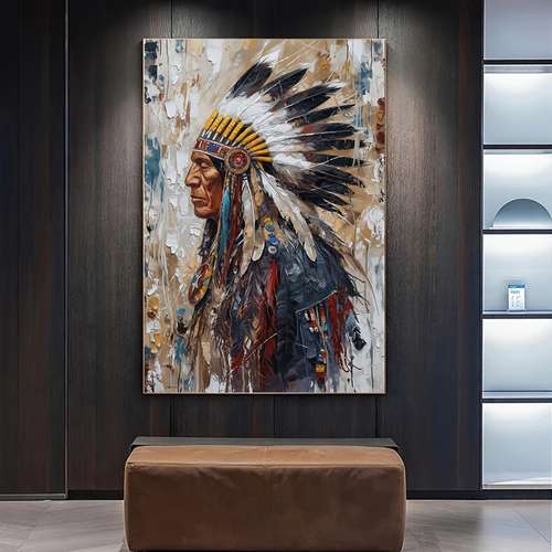 quadro decorativo Chefe de tribo indígena para sala quarto cozinha hall /sem moldura