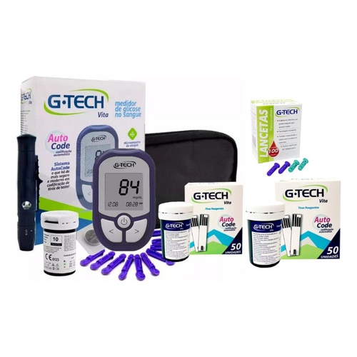 Medidor De Glicose C110 Tiras +110 Lancetas G-tech