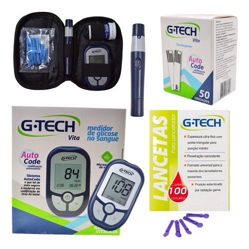 Kit Medidor 50 Tiras Glicose Glicemia Diabetes + 100 Lanceta