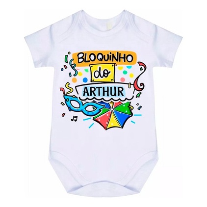 Body Bebê Com Nome  Bloquinho Carnaval Cód 9361 em Oferta na Shopee