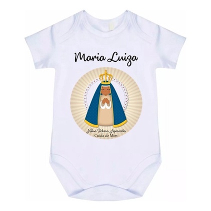 Body Bebê Personalizado Nossa Senhora Com Nome Cód 3903