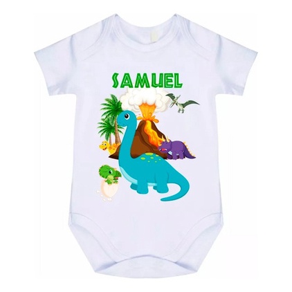 Body Bebê Personalizado Dinossauro Com Nome Do Bebê Cód 6