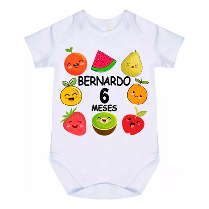 Body Bebê Frutas Alimentação Mês Aniversário 826a em Oferta na Shopee