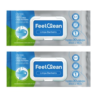 Kit 2 Lenço Umedecido Limpa Banheiros Pias e Vasos Sanitários com 30 unidades FeelClean em Oferta na Shopee
