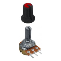 10x Potenciômetro 100k Linear C/ Eixo L20 Estriado + Knob