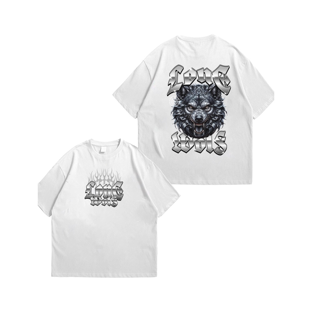 Camisetas Masculinas Oversized de Algodão Estampada Skatista Lone Wolf - Streetwear Hoodie