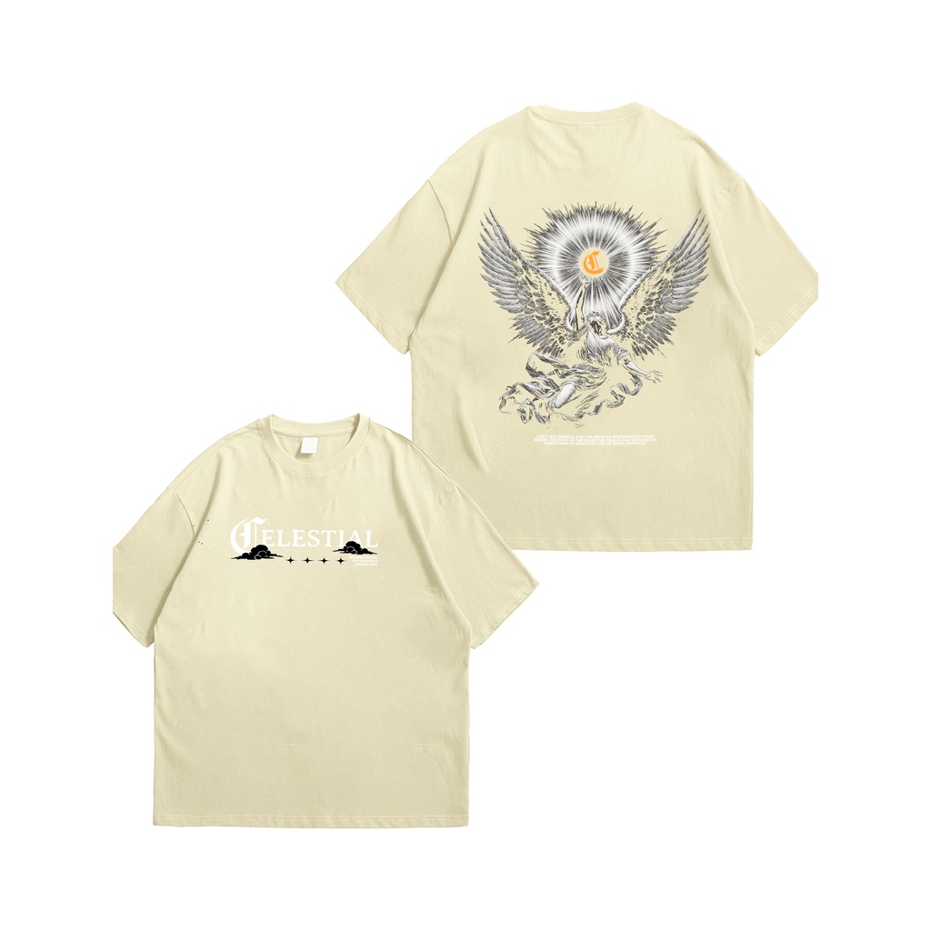 Camiseta Masculina Oversized Básica Skatista Estampada de Algodão Streetwear Hoodie - Celestial