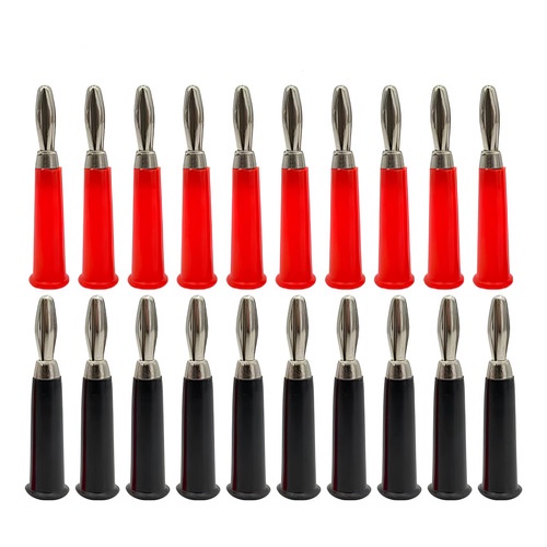 20x Pino Banana Plug Macho P/ Borne 4mm Preto/vermelho