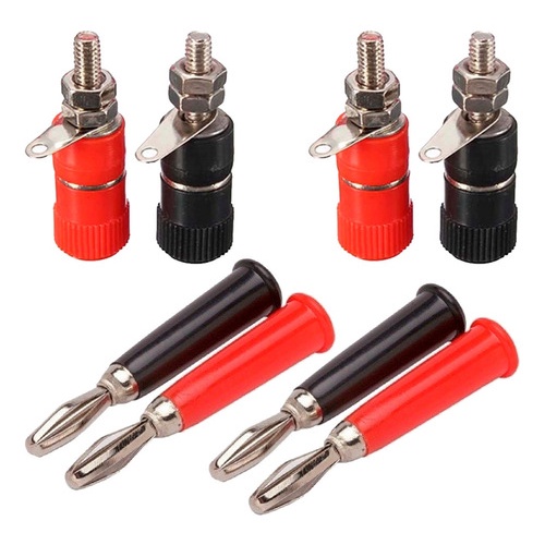 Kit 4 Borne Fêmea E 4 Pino Banana Macho 4mm Preto/vermelho em Oferta na Shopee