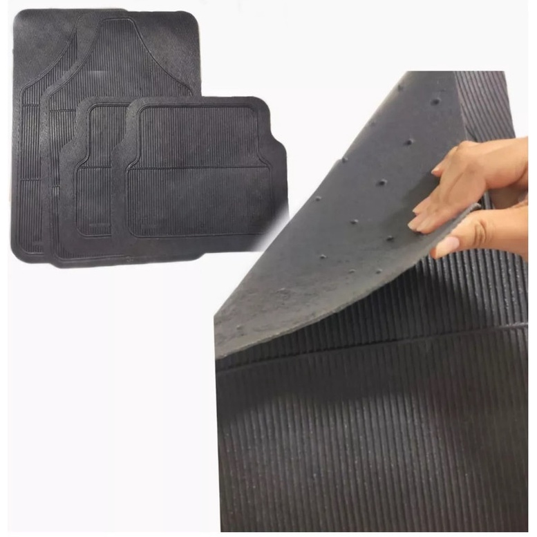 Jogo de Tapetes Automotivo de Borracha e PVC Para GM Agile Astra Zafira Preto