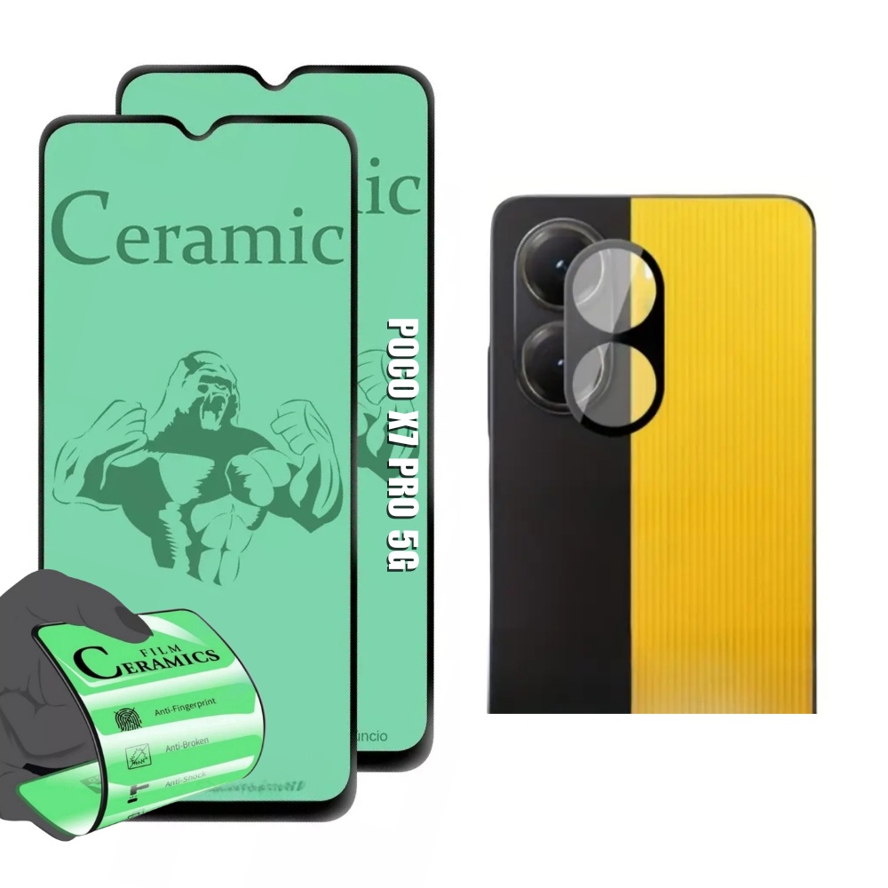 2x Película 3d 9d Cerâmica + Película Proteção De Câmera Para Xiaomi Poco X7 Pro 5g em Oferta na Shopee