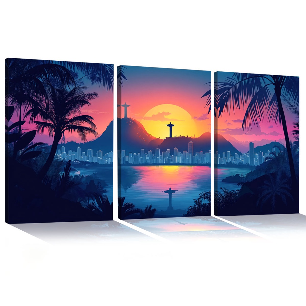 Quadro Decorativo Cristo Redentor e a Cidade do Rio 5mm MDF Mosaico Sala Quarto Escritório Impressão Em Hd1