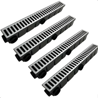 4 Pç Ralo Linear Sifonado Pluvial Com Grelha Alumínio Preto em Oferta na Shopee