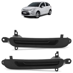Par Tampa Moldura Parachoque Dianteiro C3 2013 2014 2015 2016 2017 Drl Preto
