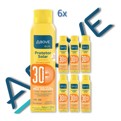 protetor solar above fator 30 fps spray aer0ss0l 150ml 6 un