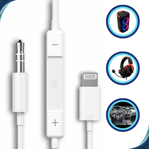 Cabo Auxiliar P2 iPhone Som Automotivo Adaptador 1m Branco