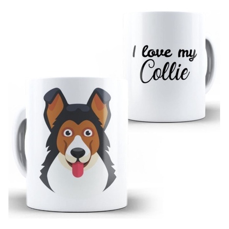 CANECA + CAIXINHA PARA PRESENTE Xícara I Love My Collie Cachorro Pets Presente Nova Coleção
