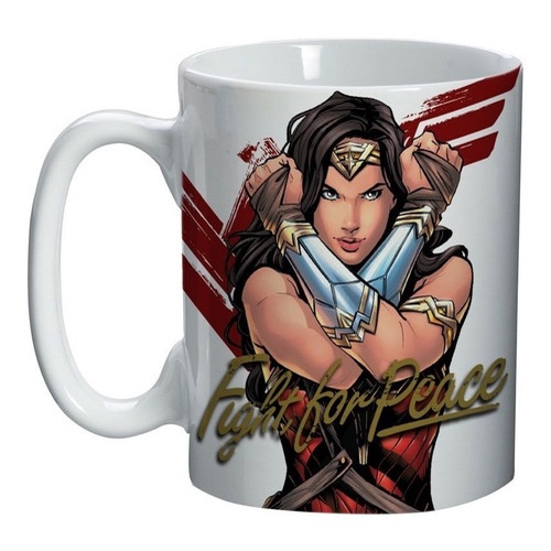 CANECA + CAIXINHA PARA PRESENTE Xícara Cerâmica Mulher Maravilha Fight For Peace Nova Coleção