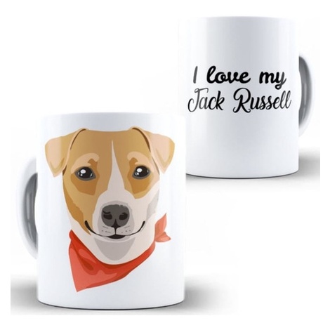CANECA + CAIXINHA PARA PRESENTE Love My Jack Russell Cachorro Pets Presente