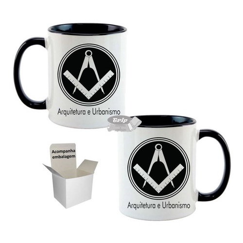 CANECA + CAIXINHA PARA PRESENTE Personalizada Arquitetura E Urbanismo Porcelana