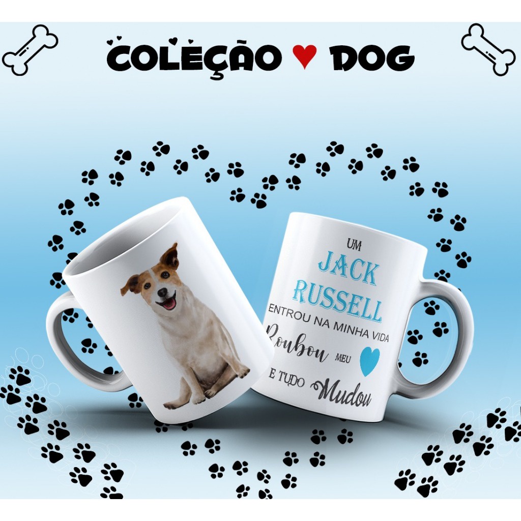 CANECA + CAIXINHA PARA PRESENTE  Cachorro Jack Russel Lindo Presente
