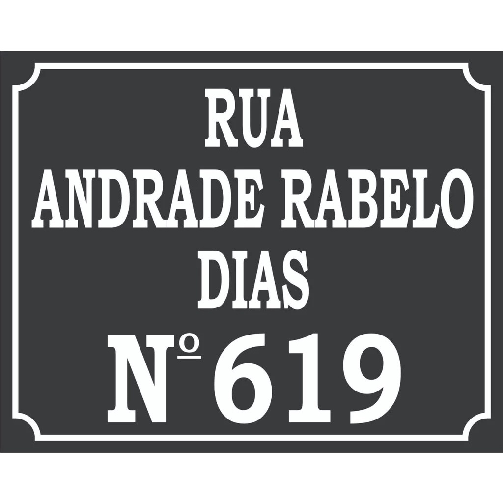 Placa Endereço 25x40Cm Número Cep Bairro Praça Travessa